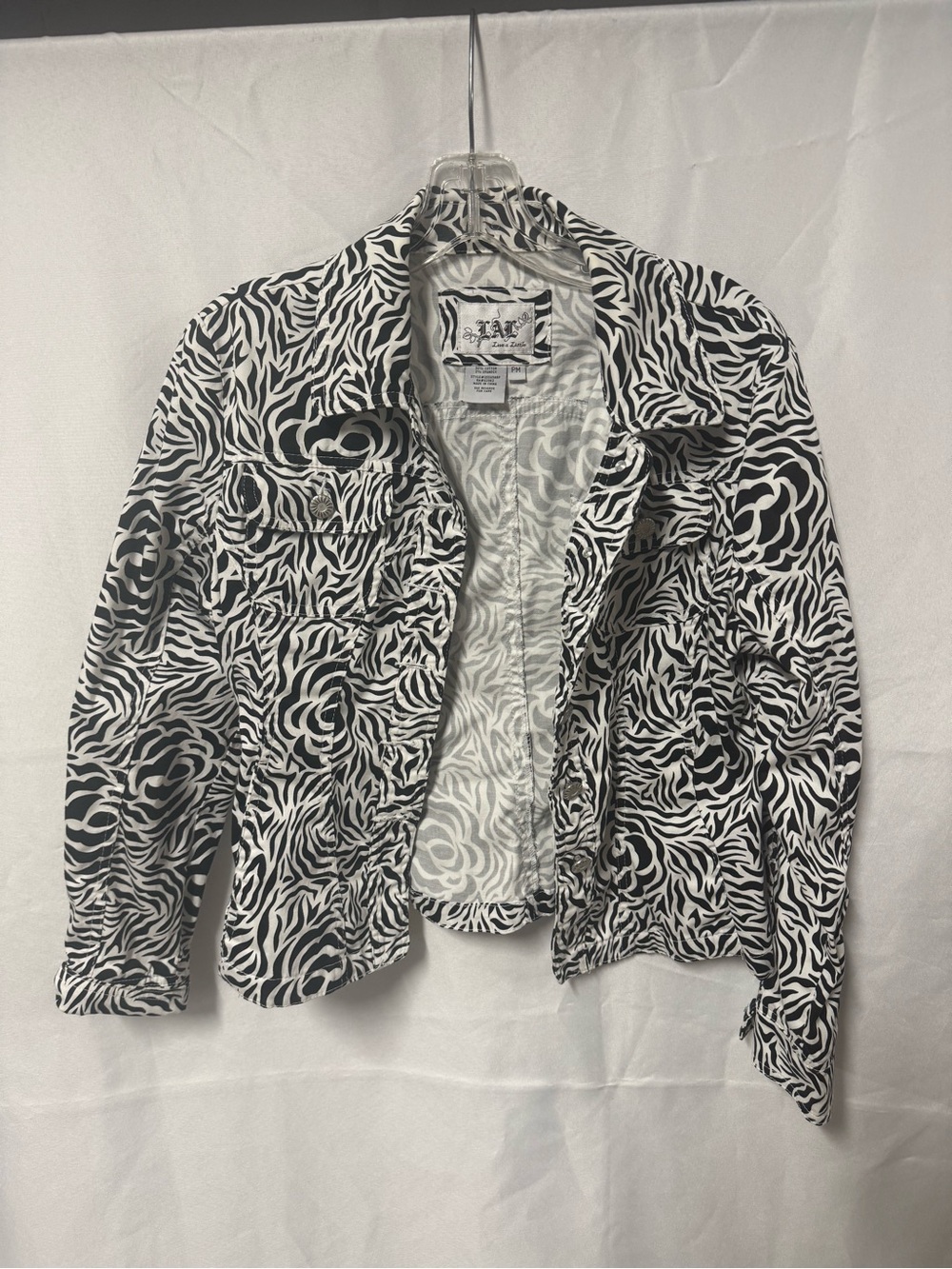 Live a Little Black & White Patterned Jean Jacket